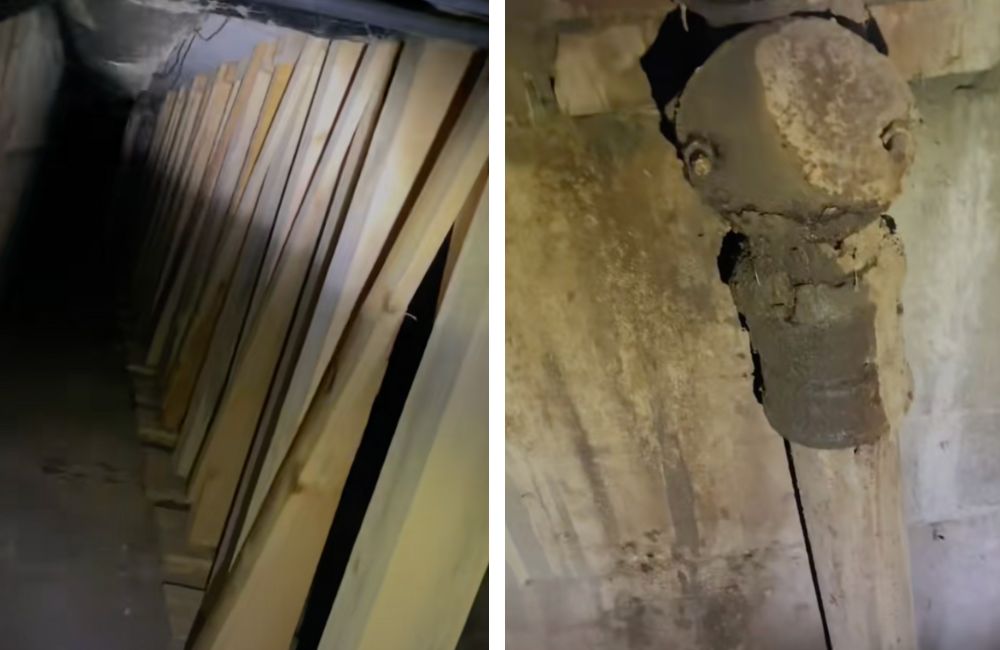 Деревянные балки в подвале дома на ГОБК, 52. Скриншот видео в TikTok