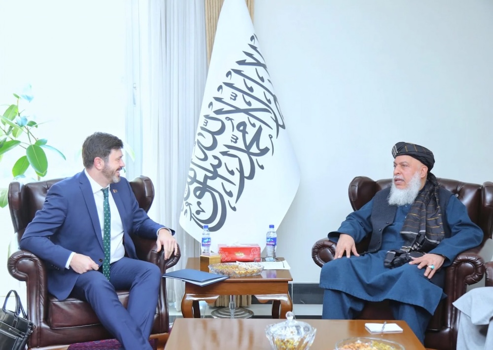 Заместители МИД Беларуси и Афганистана Сергей Лукашевич и Шер Мохаммад Аббас Станикзай во время переговоров. Кабул, Афганистан. 12 января 2025 года. Фото: МИД Афганистана.