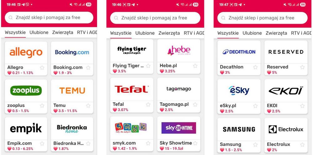 Так выглядит список магазинов в приложении FaniMani