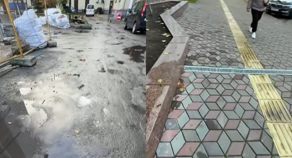 асфальт з ямамі і роўны асфальт