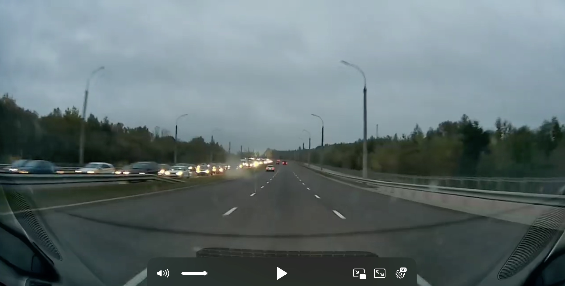 Пробки на Западном обходе около Брестской крепости в сторону Варшавского кольца