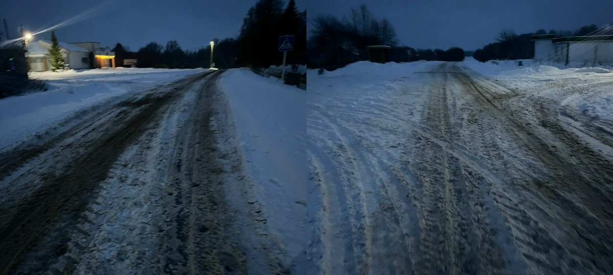 грязная улица со снегом