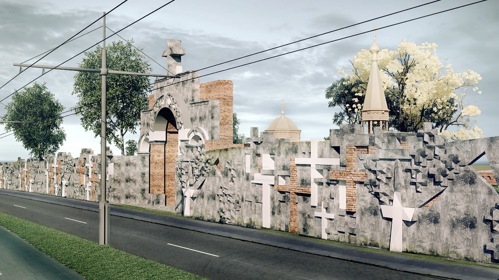 Концепция нового забора на Тришинском кладбище, которую так и не утвердили
